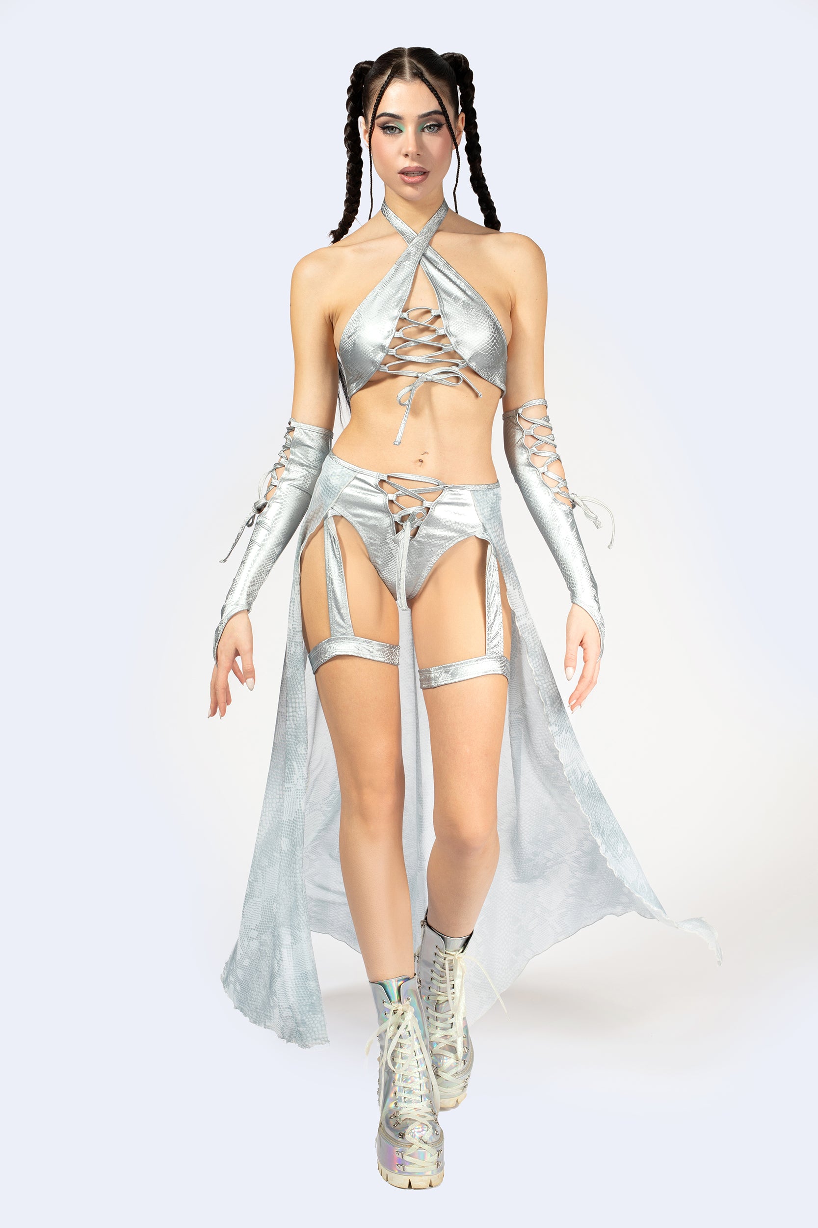 BADINKA Hard To Get Lace Up Top and Shorts With Train Set