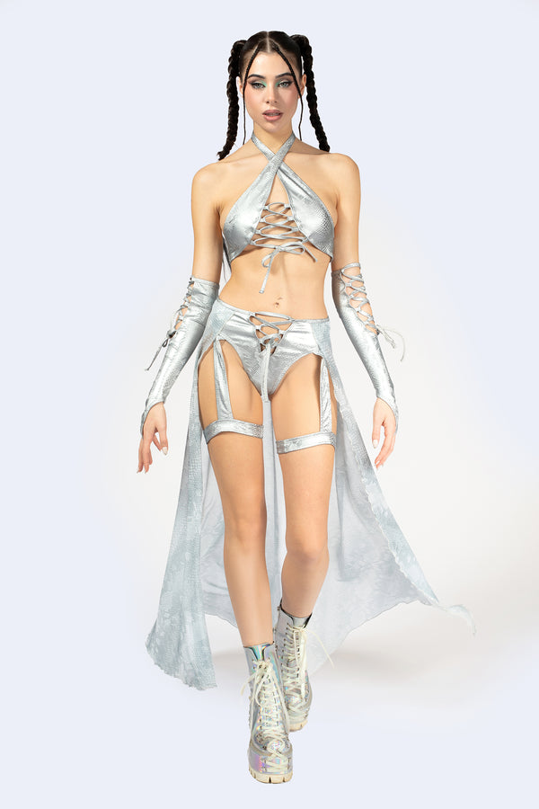 Hard To Get Lace Up Top and Shorts With Train Set