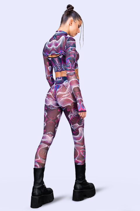 Vapor Trance Magenta Mesh 2 Piece Shrug Set