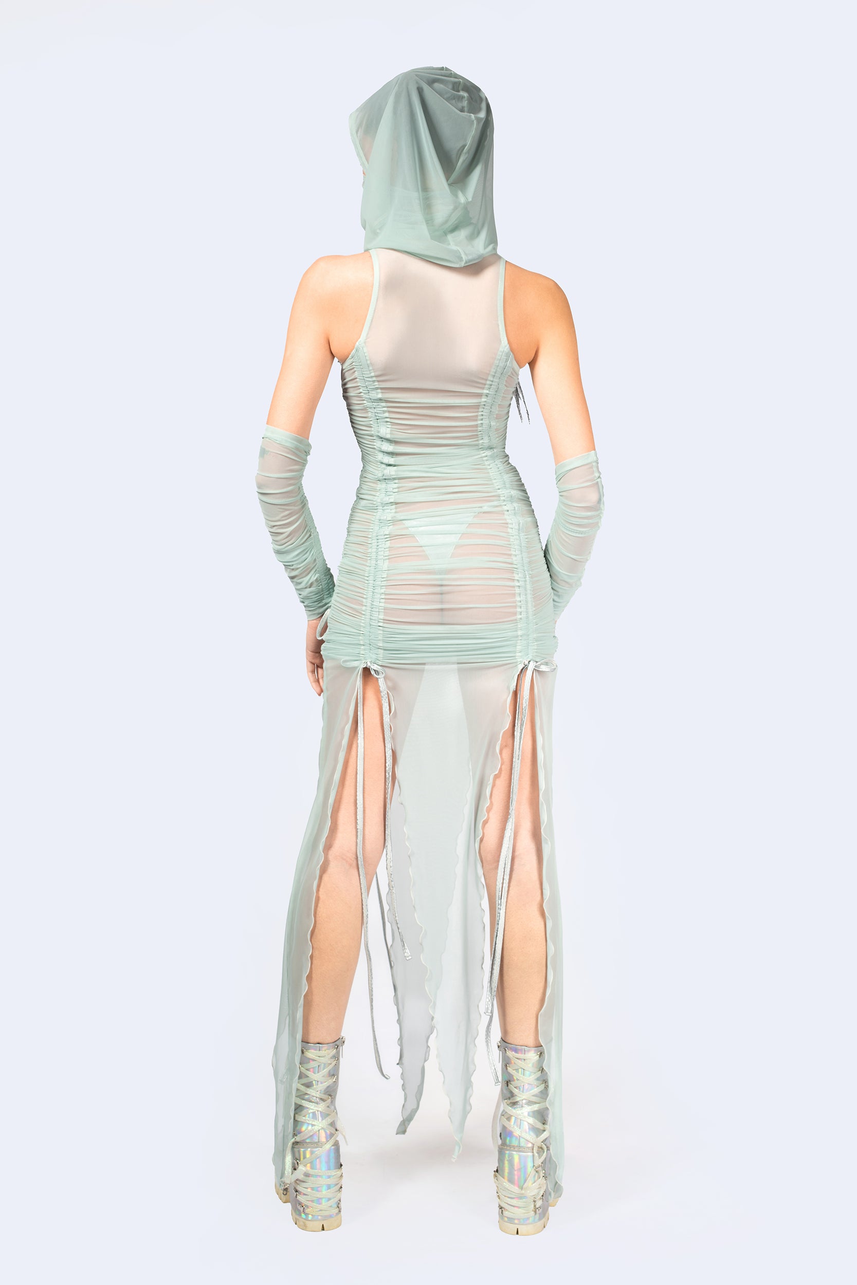 BADINKA Women Double Take Ruched Dress and Hood