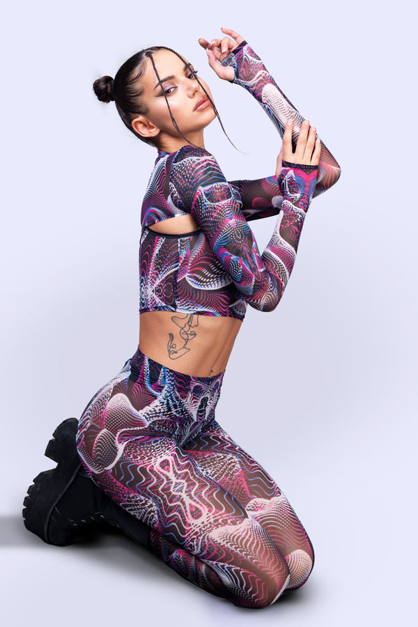 Vapor Trance Magenta Mesh 2-teiliger Shrug-Top