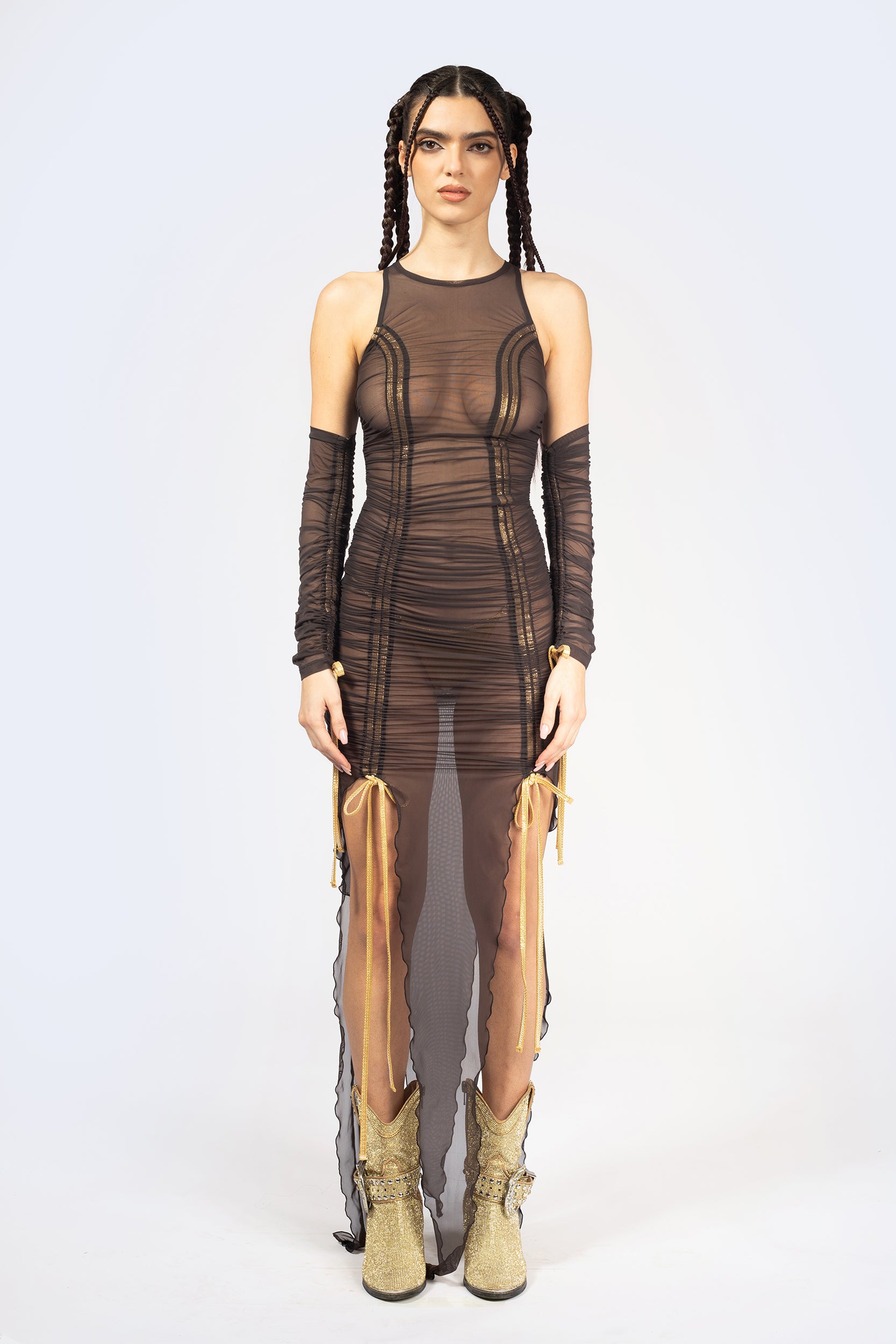 BADINKA Sweet Afterburn Ruched Dress and Hood Flowy