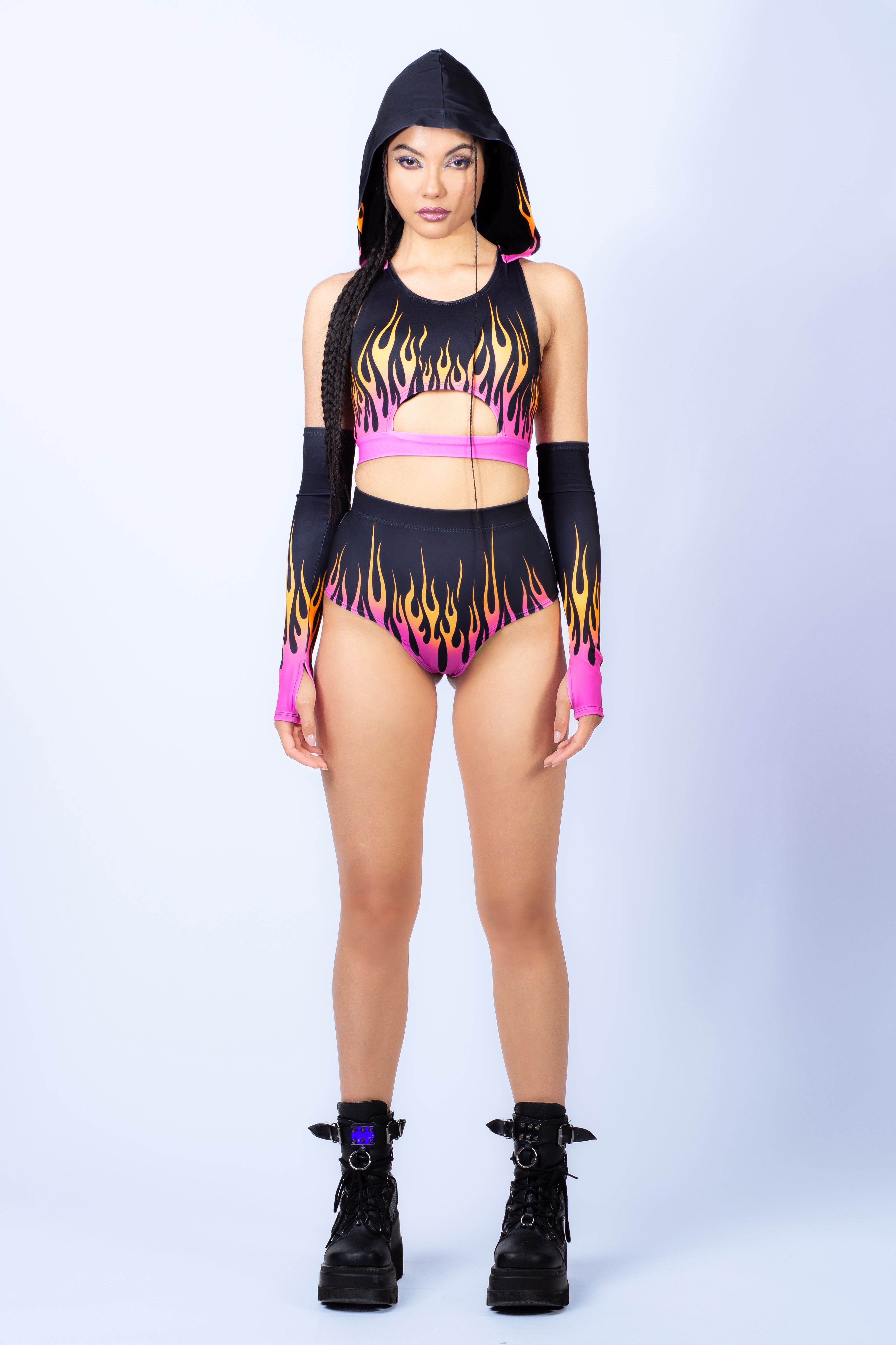 Firestarter Magenta Rave HW Shorts - BADINKA