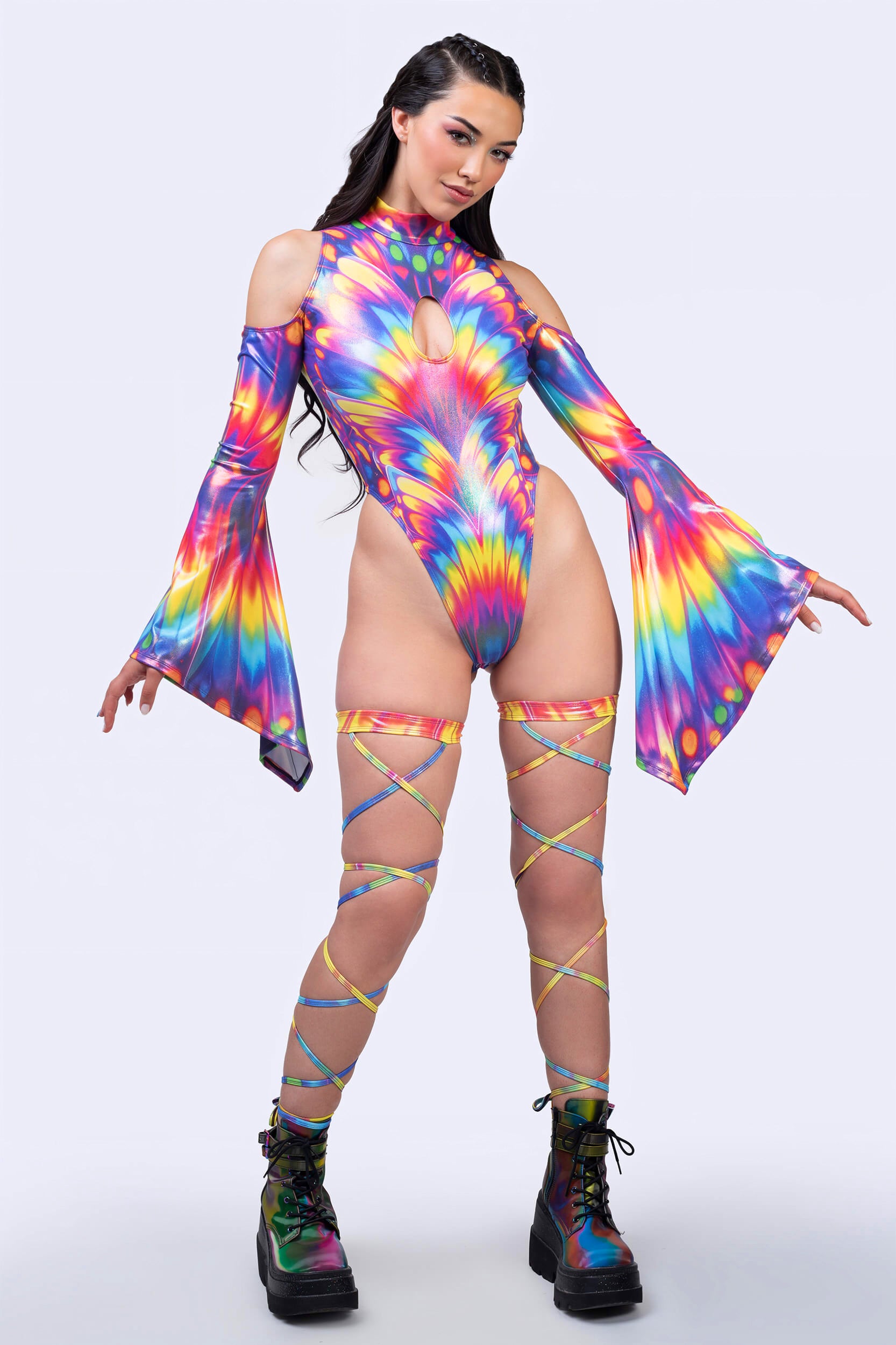 BADINKA Bright On Time Flared Sleeve Bodysuit Rave