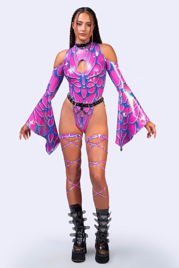 Flight Risk Rosy Flared Sleeve Bodysuit