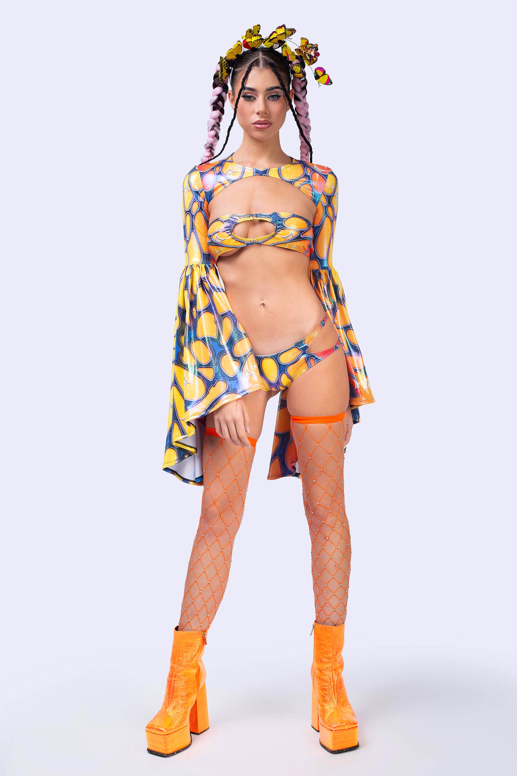 BADINKA Flight Risk Peachy 2-Piece Shrug Top Halloween, rave