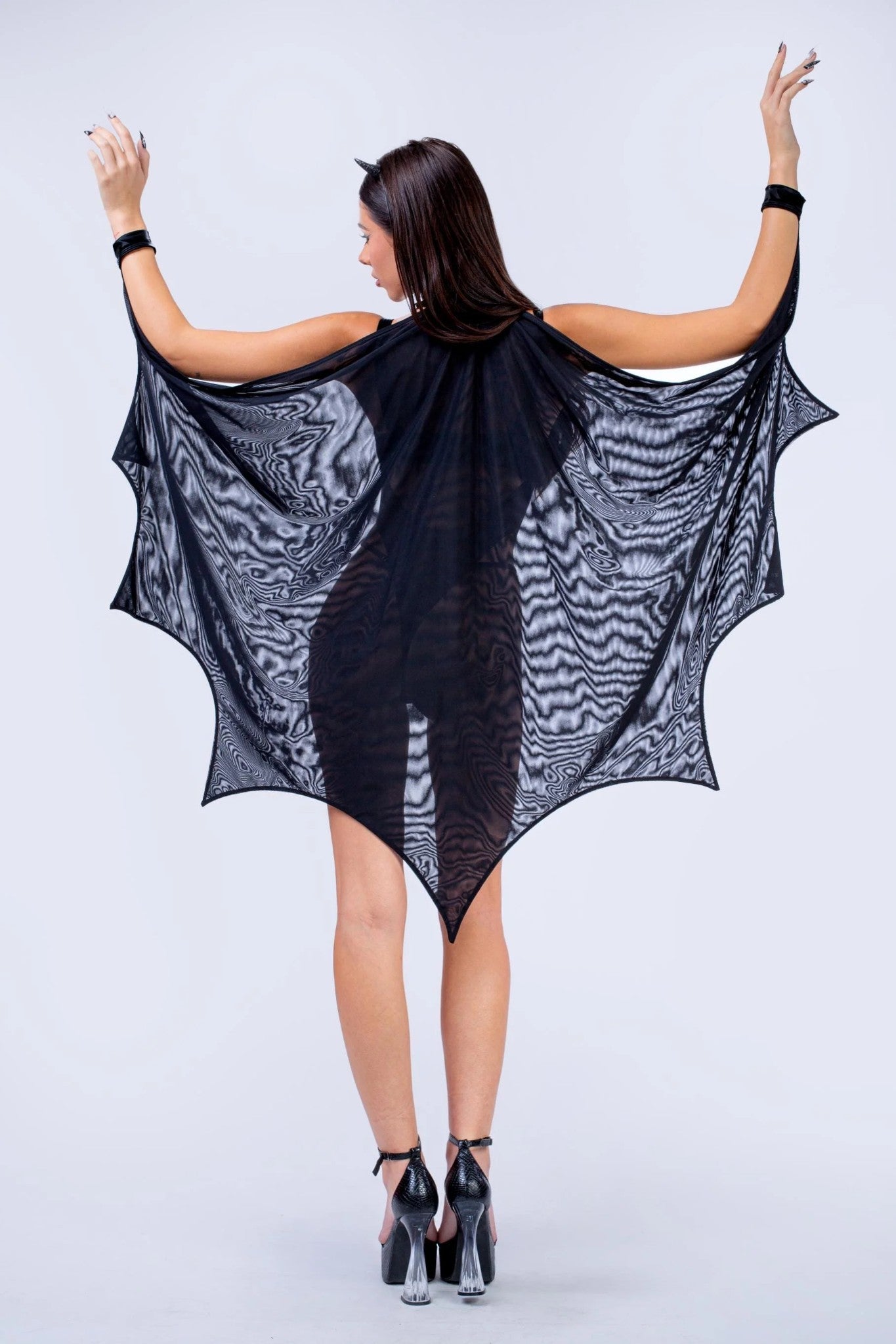 black Halloween bodysuit with bat wings