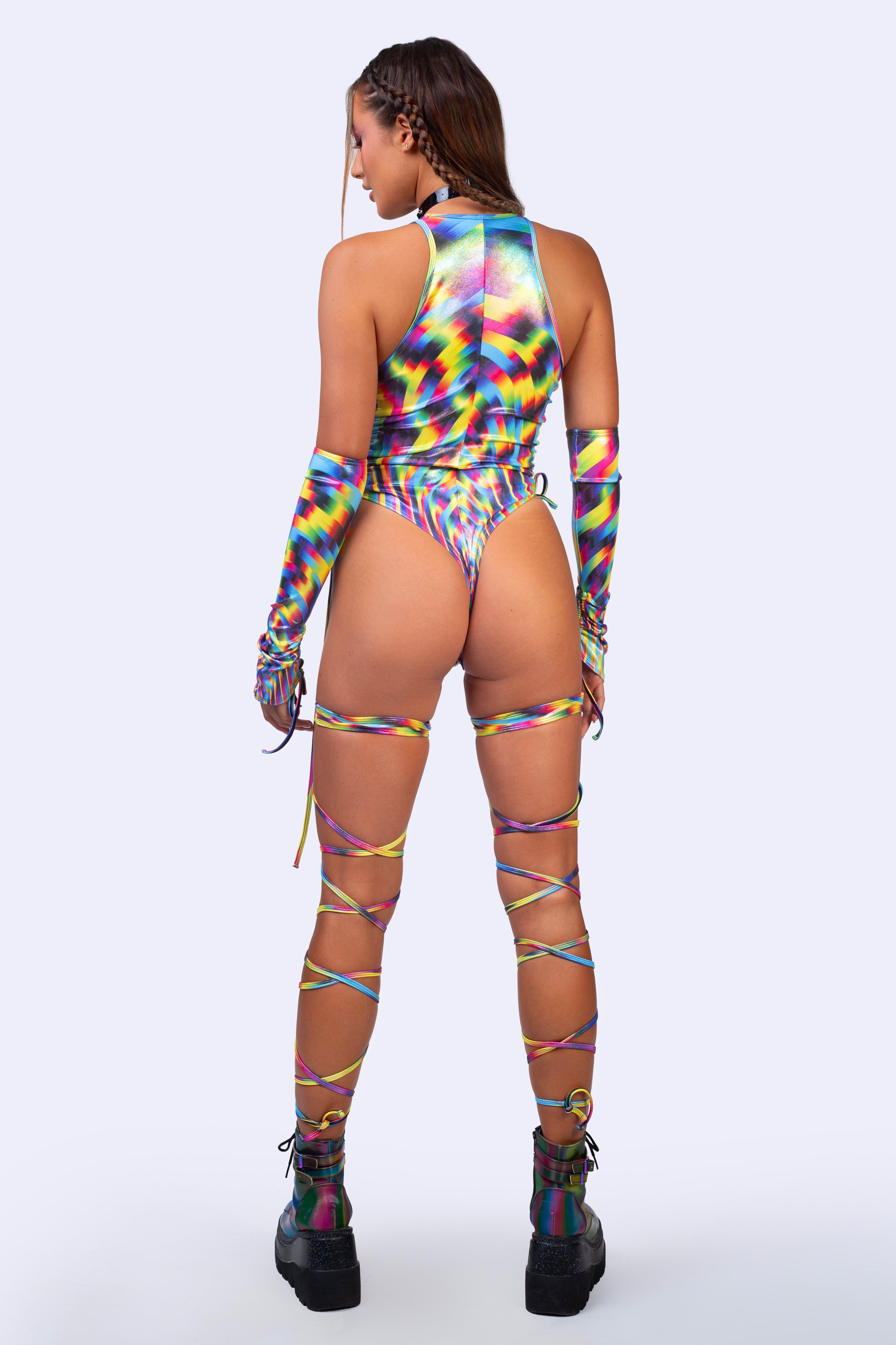 BADINKA Manual Override Drawstring Bodysuit Shiny