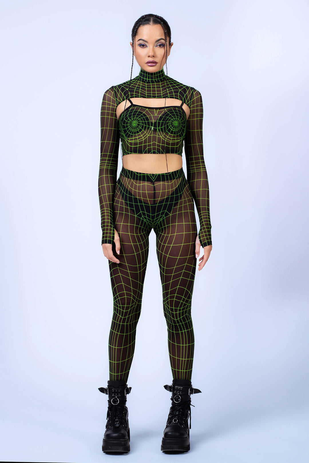 Vapor Trance Magenta Mesh 2 Piece Shrug Set