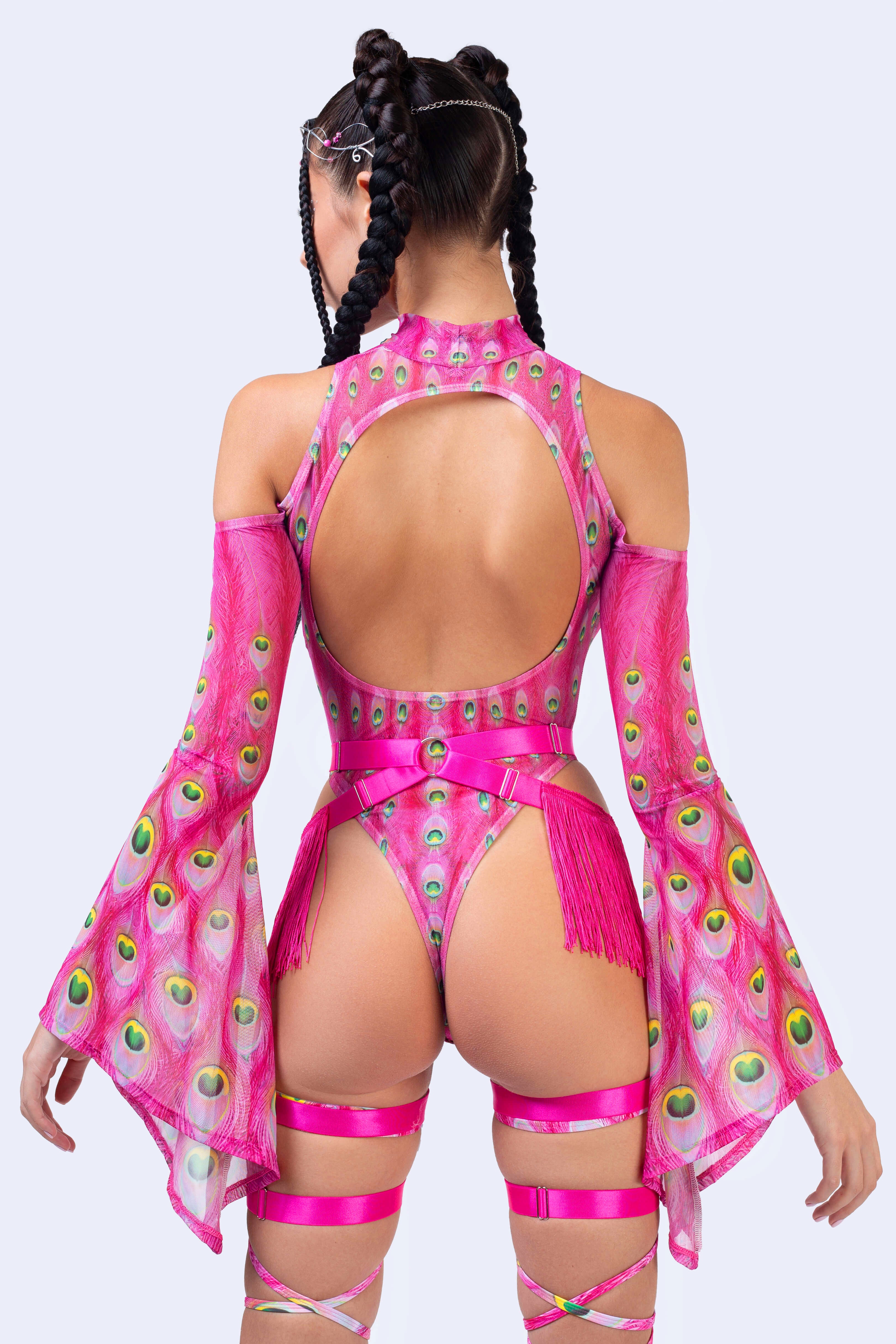 BADINKA Flock Off Pink Flared Sleeve Bodysuit Pink