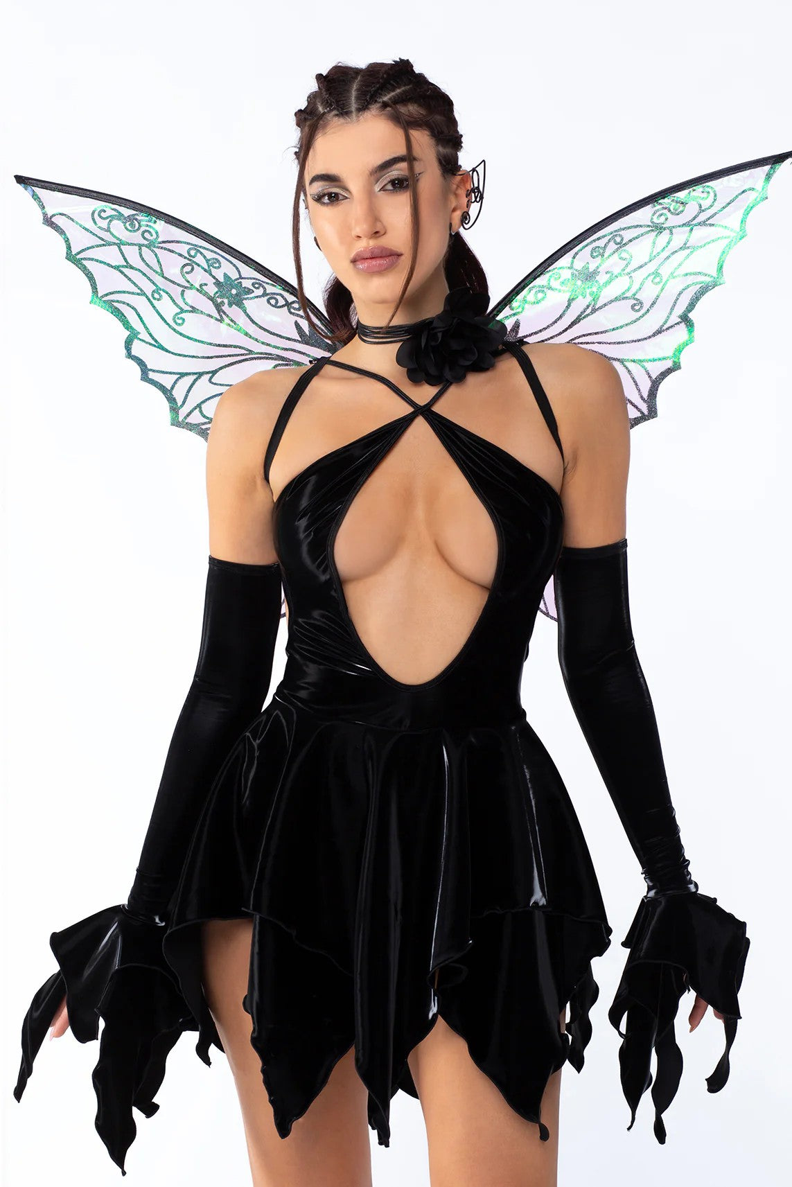 fairy-inspired ruffled bodysuit set with detachable wings