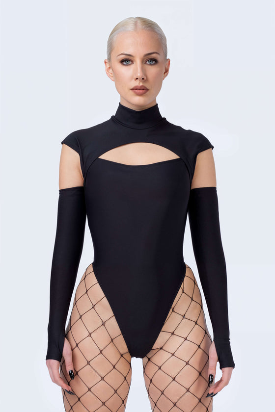 Back To Black Cutout Short Sleeve Bodysuit