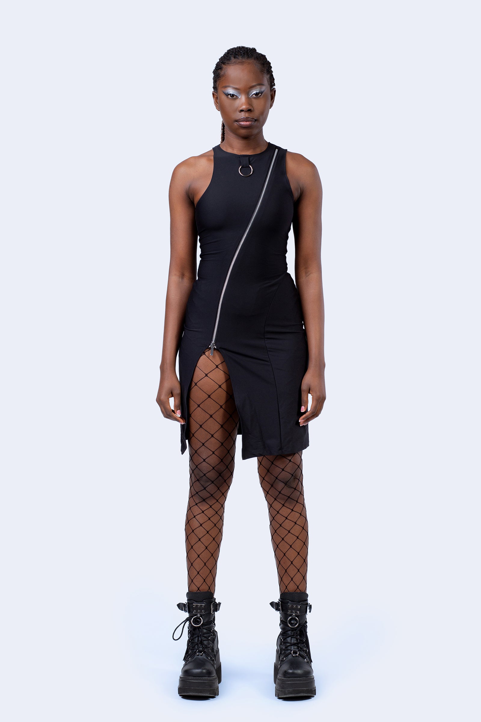Moxie Zipper Slit Dress, M - Badinka Rave Outfits for Women, Rave Dress Moxie Zipper Slit Dress, M - Badinka Rave Outfits for Women, Rave Dress