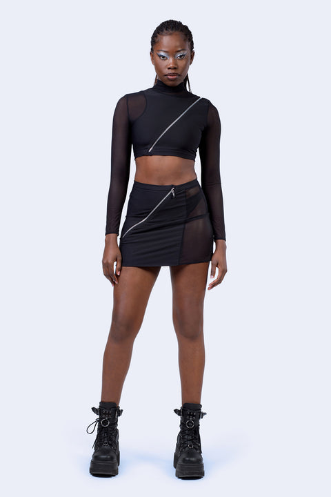 Moxie Zipper Paneled Skirt