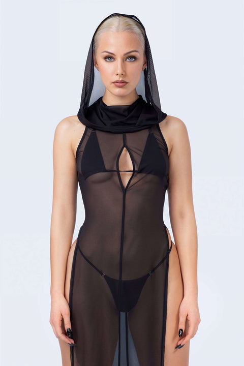 Sandstorm Hooded High Slit Dress