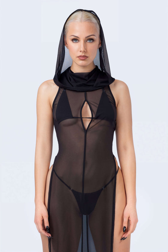Sandstorm Hooded High Slit Dress