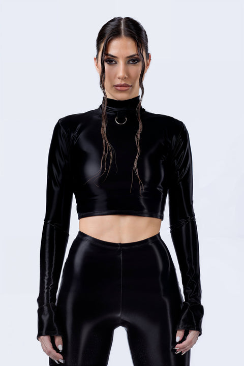 Starved For Glamour Long Sleeve Crop Top
