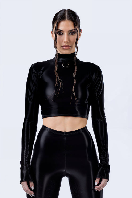 Starved For Glamour Long Sleeve Crop Top