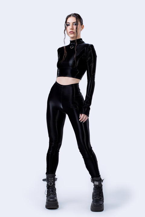 Starved For Glamour Long Sleeve Crop Top