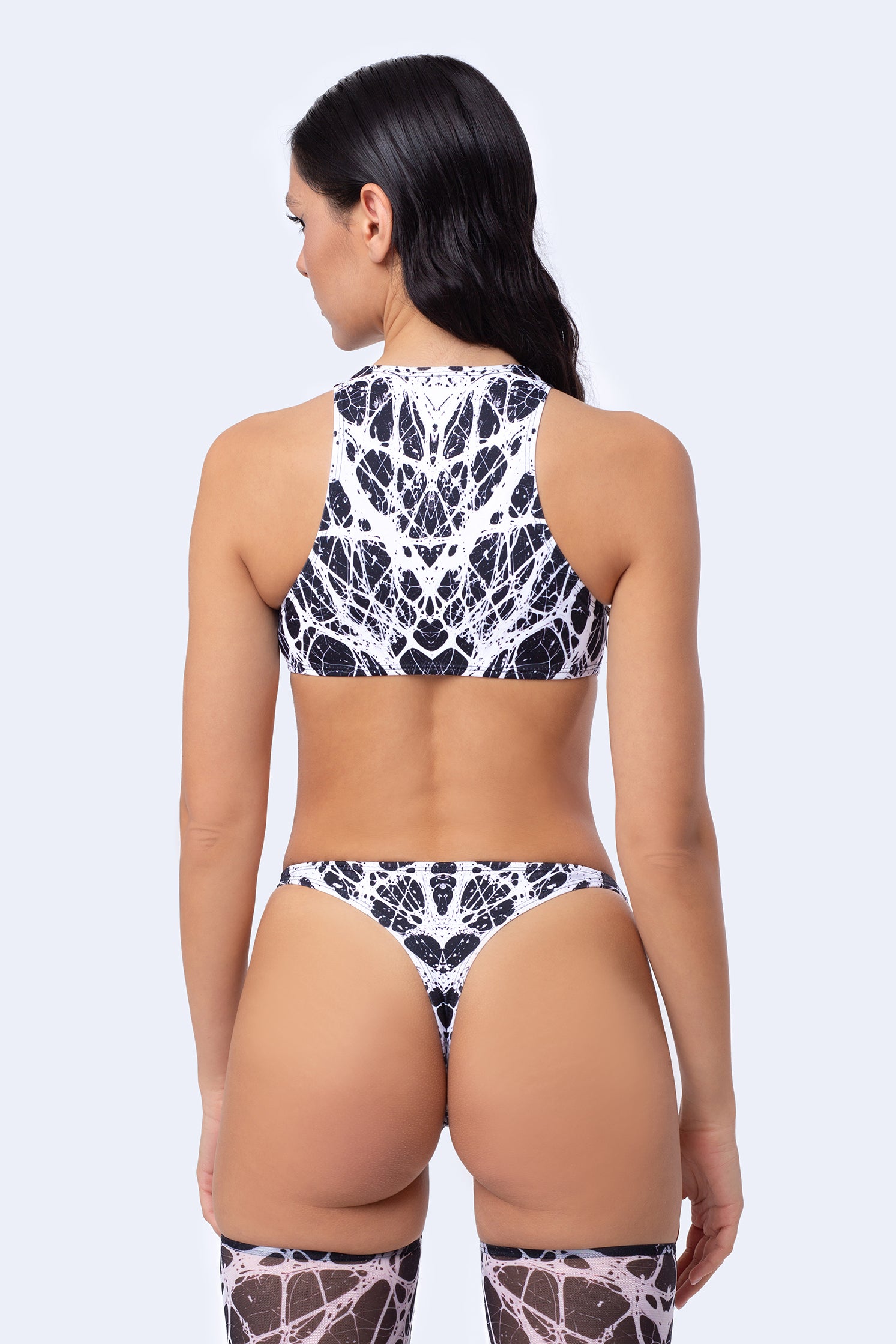 BADINKA Flummoxed Panel Bodysuit Black, white