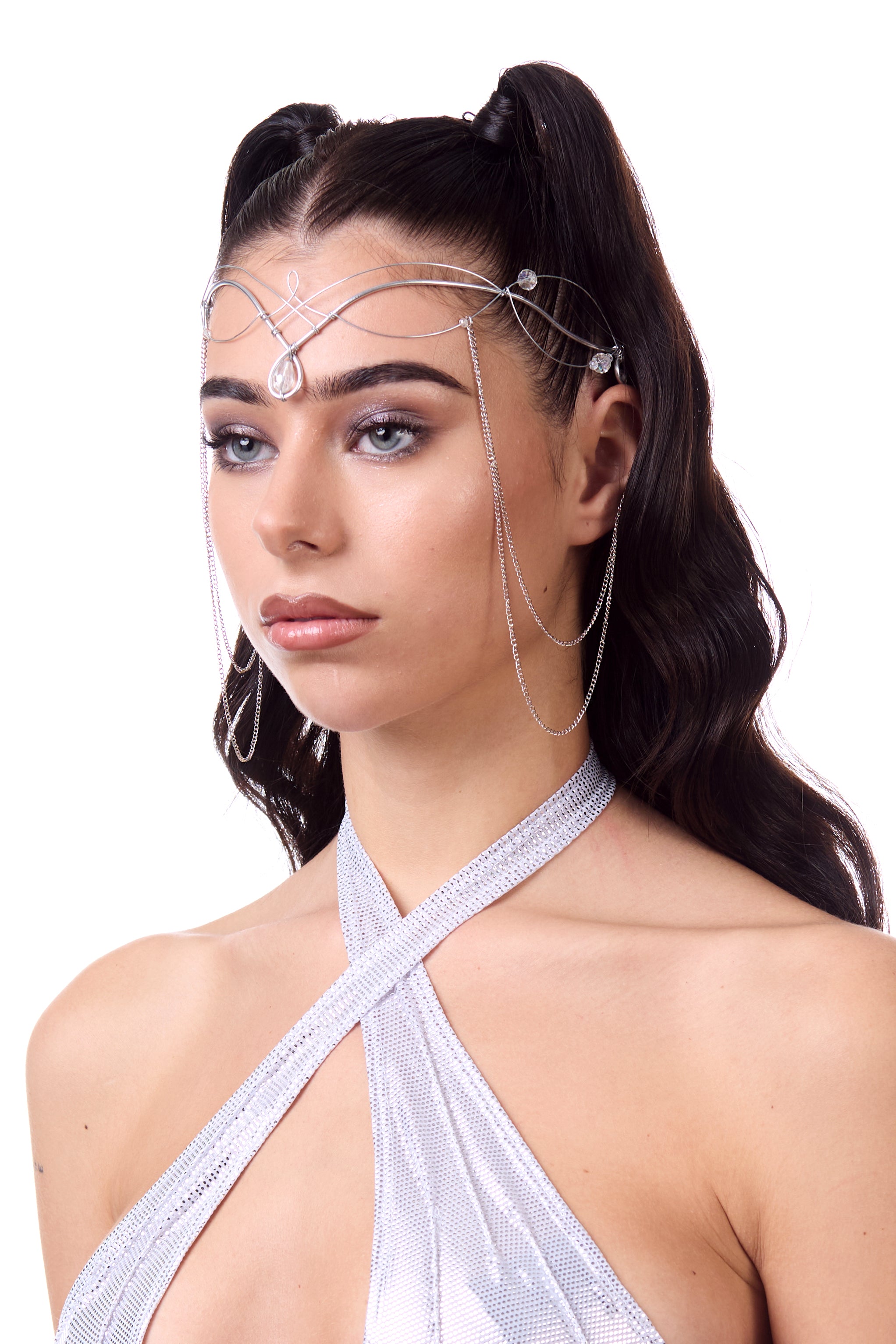 BADINKA Crystal Clear Wire Tiara Silver