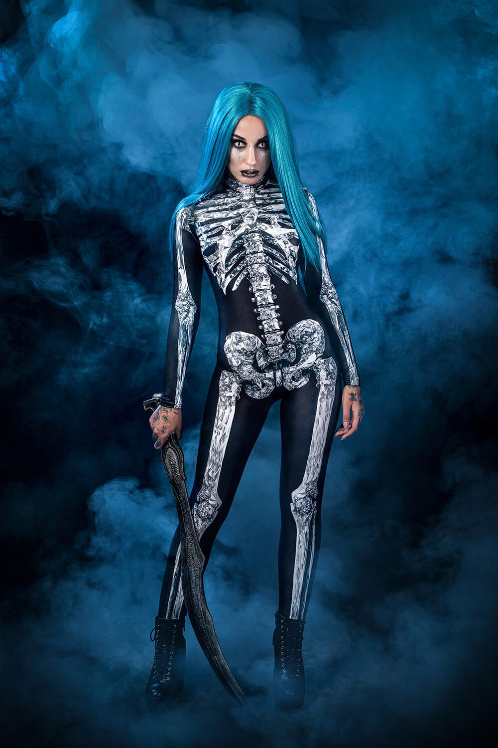 Diamond Skeleton Costume Bodysuit >> BADINKA