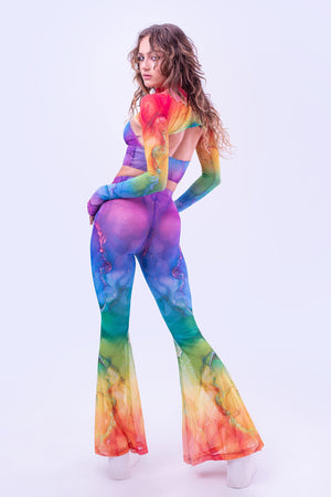 Rainbow Marble Bell Bottom And Sleeve Crossed Set