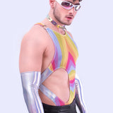 Gleam Male Cut-out Holo Bodysuit