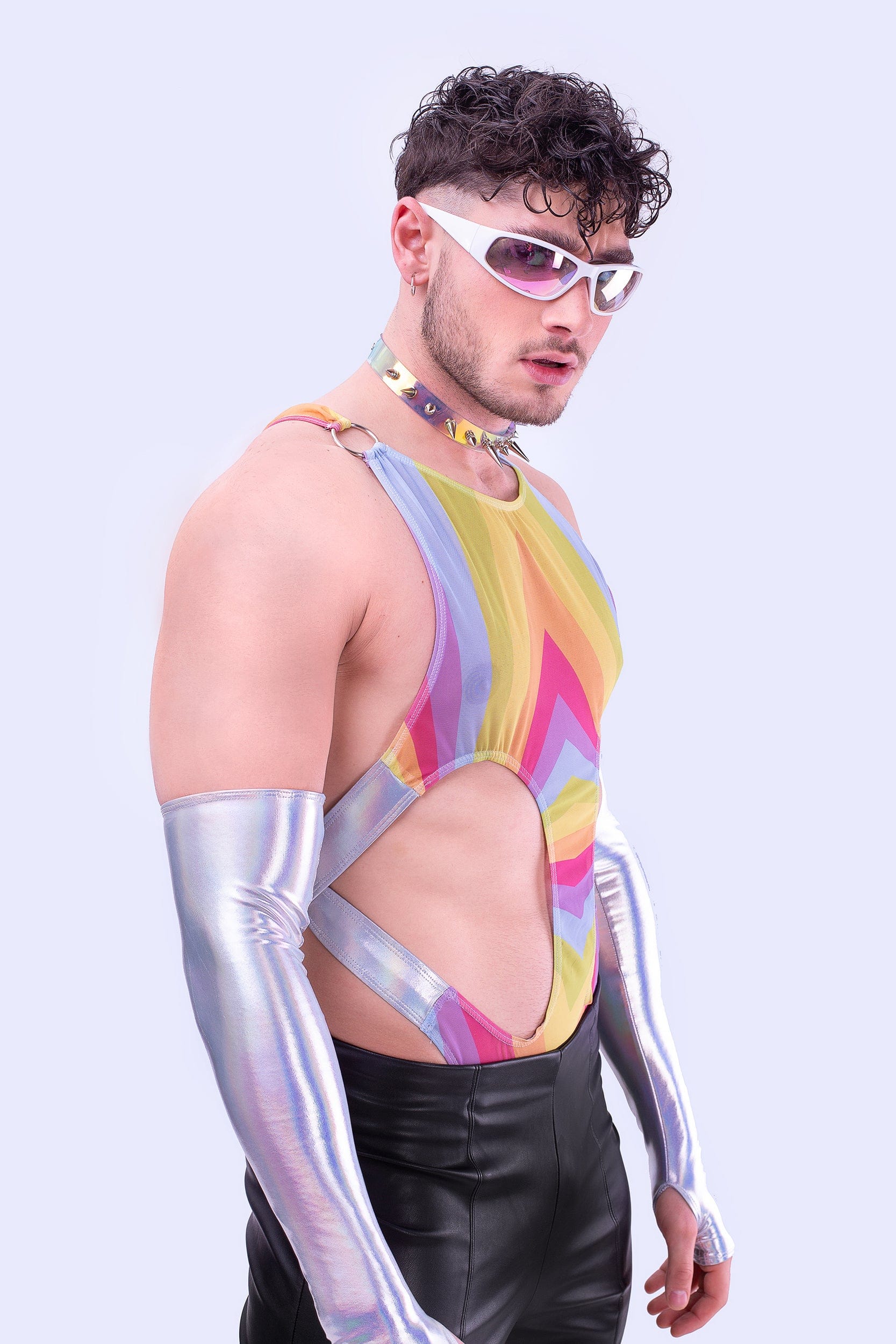 Gleam Male Cut out Holo Bodysuit BADINKA - Main Image