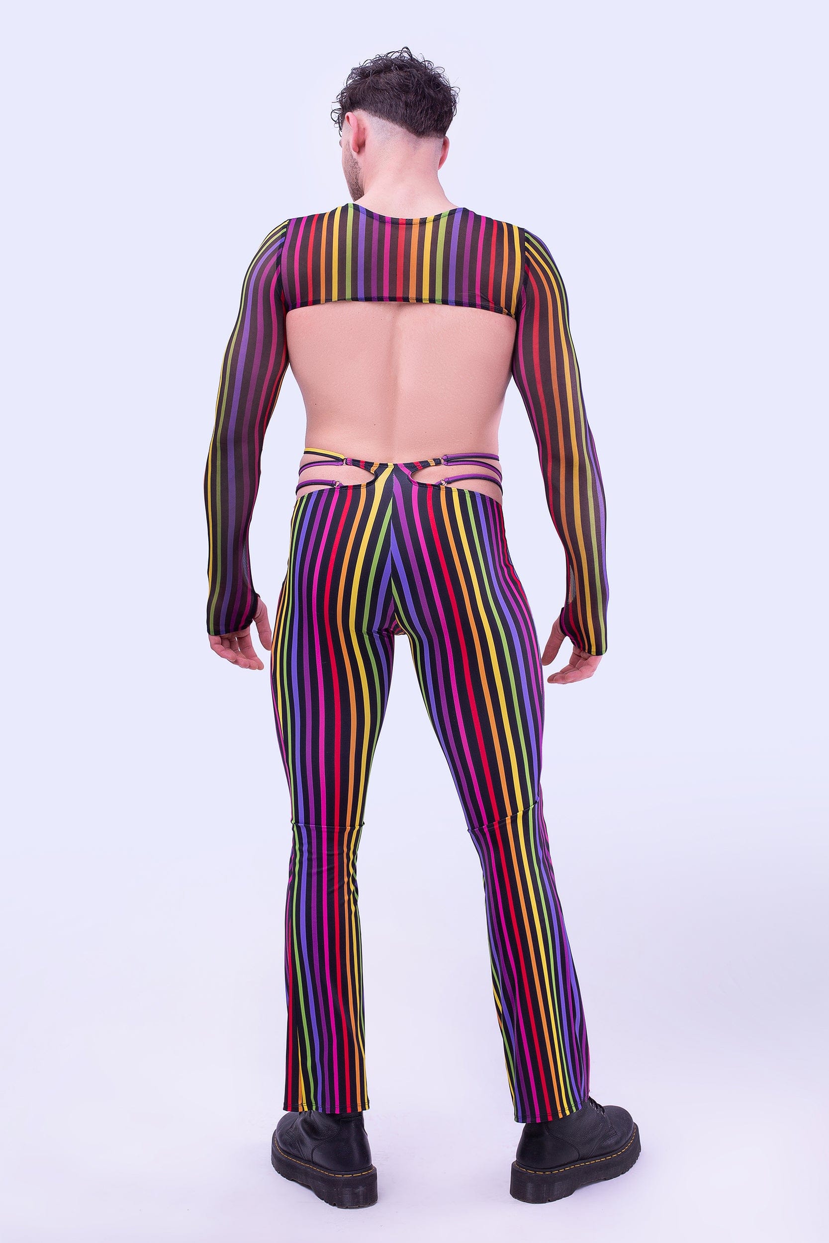 Rainbow Stripe Cut Out Pants for Men