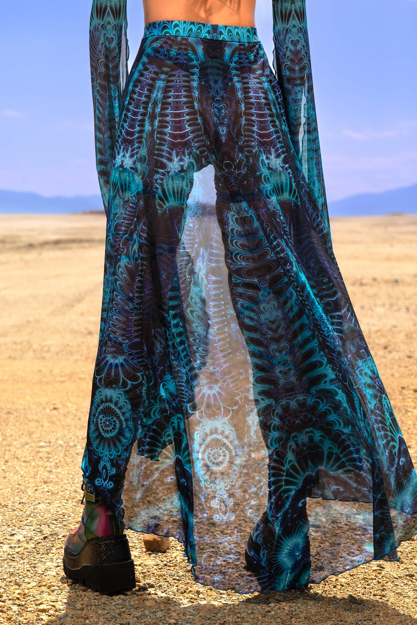 BADINKA Midnight Gardens of Paradise Open-Front Skirt Blue