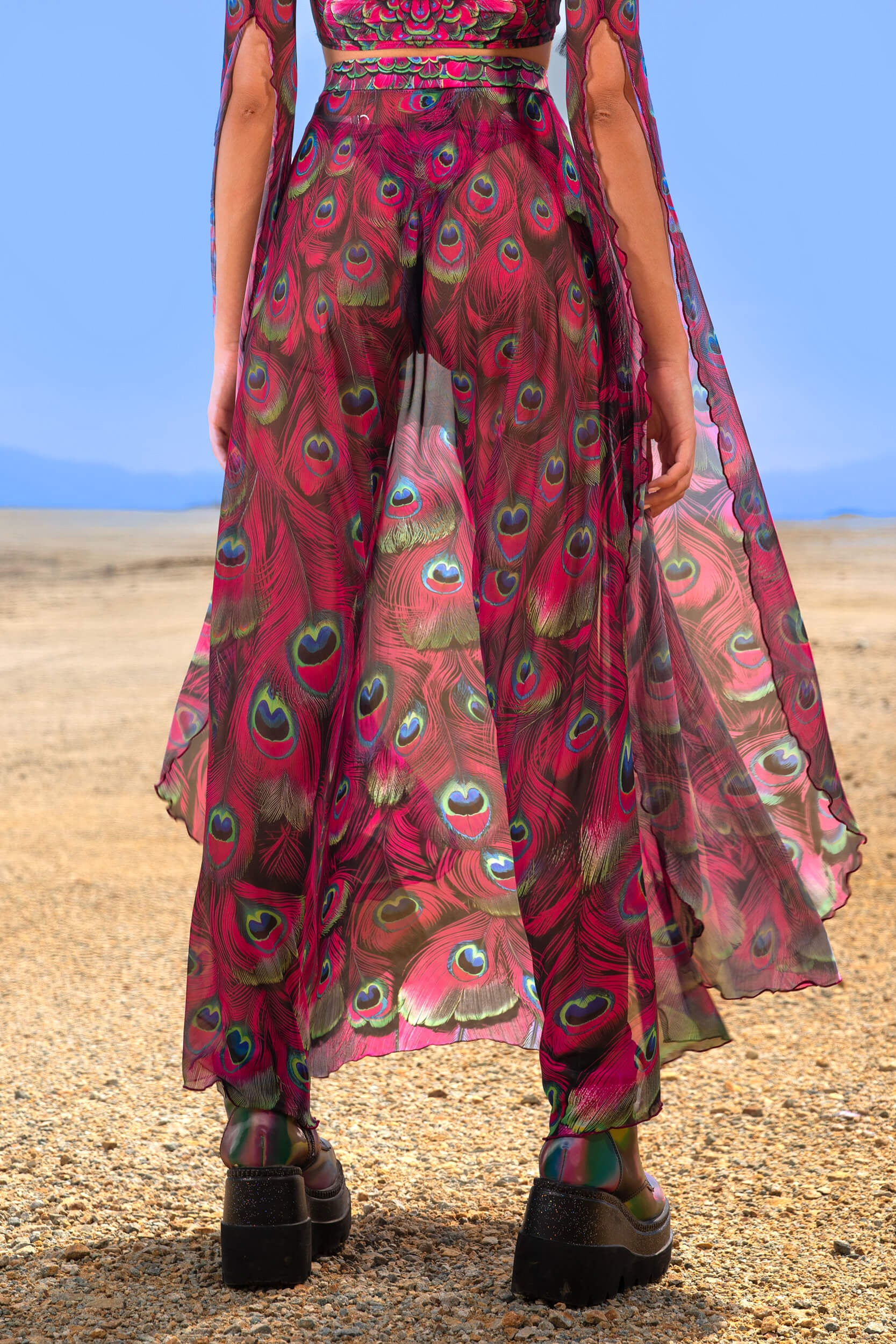 BADINKA Mystic Peacock Magenta Open-Front Skirt Pink