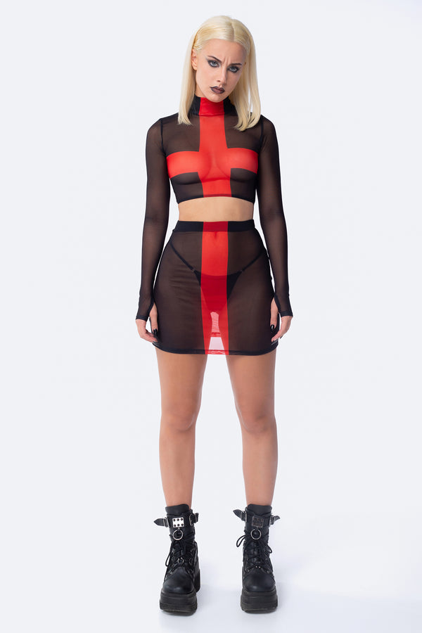 Crucifix Mesh Skirt