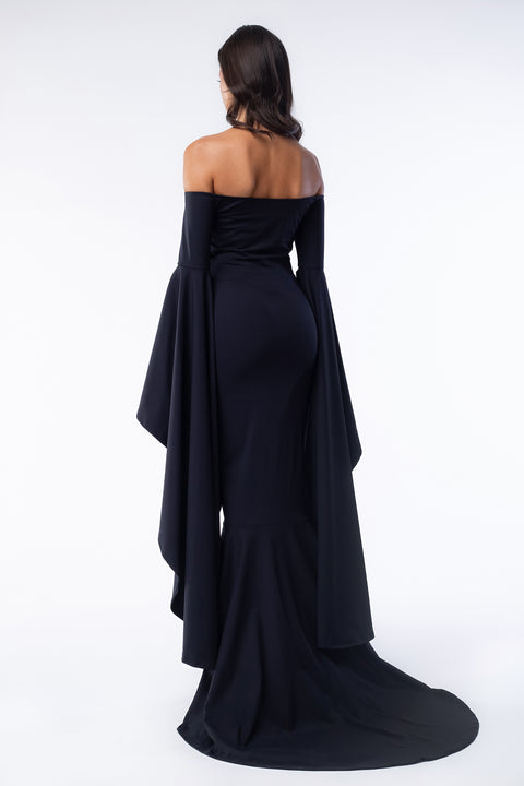 Gothic Grace Off-Shoulder Dress
