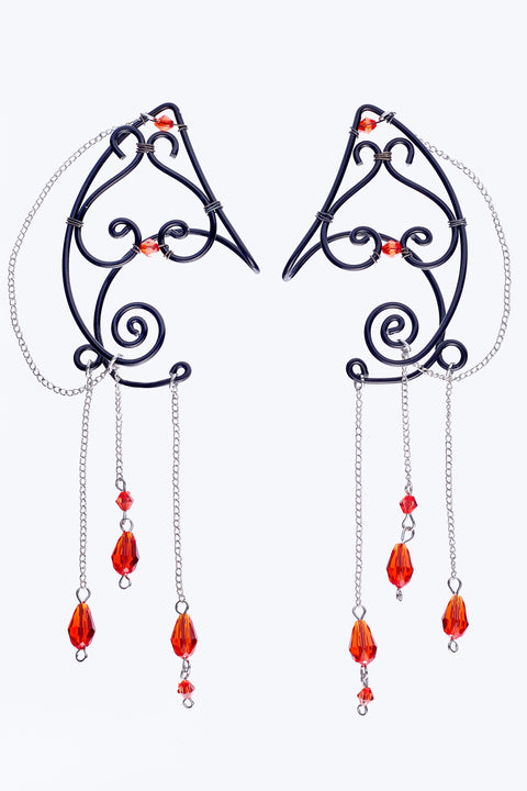 Blood Drop Chain Ear Cuffs