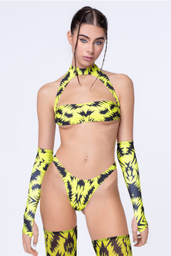 BADINKA yellow raveset cutouttop bikinibottoms gloves legwarrmerrs forwomen 1