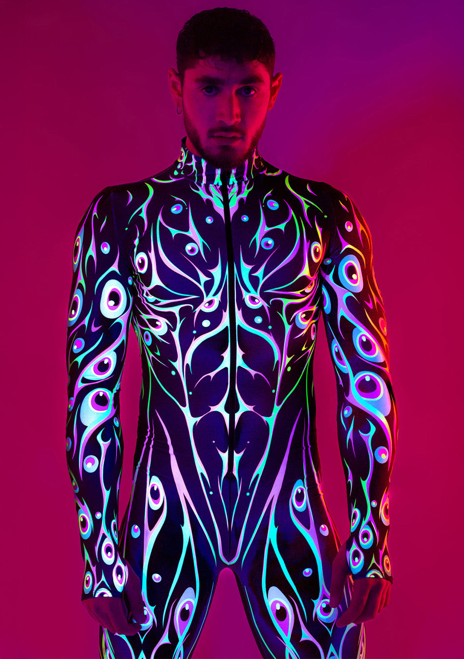 full-body printed costume for men attending Beyond Wonderland festival