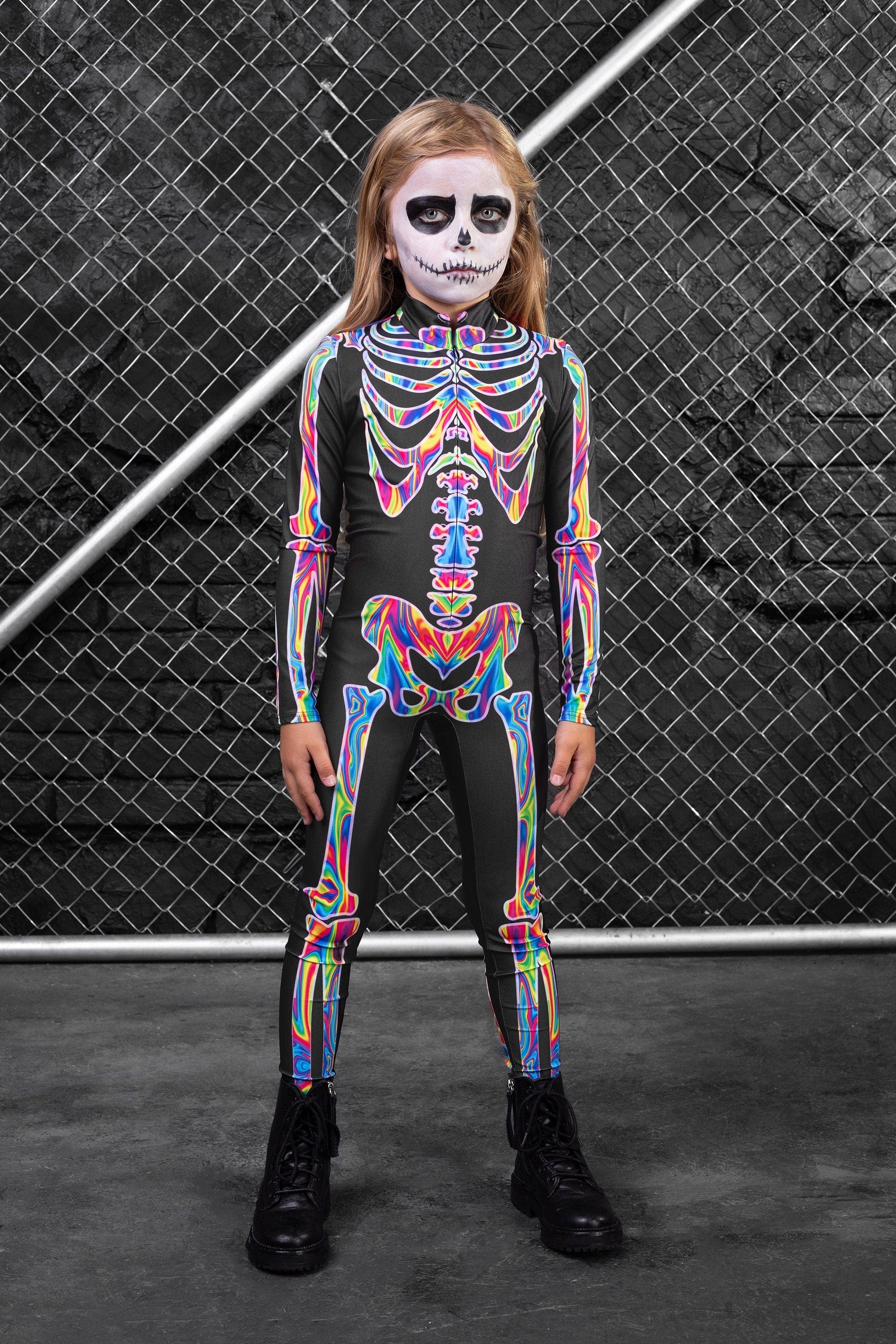 Girl's Rainbow Skeleton Costume