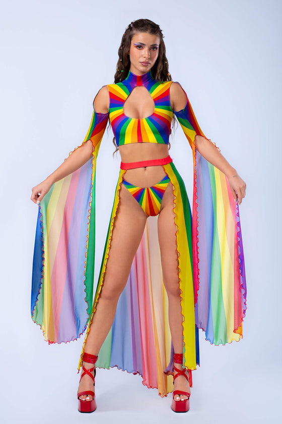 Prism Feel Maxi Sleeve and Open Front Skirt Set