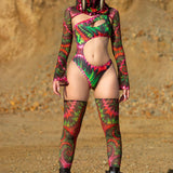 Menthol Raspberry Asymmetrical Bodysuit