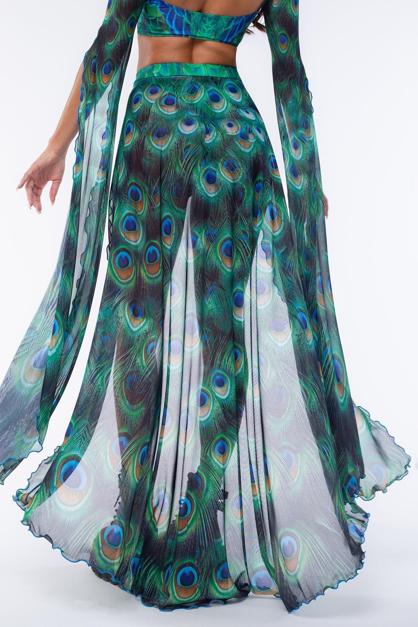 Mystic Peacock Open-Front Skirt