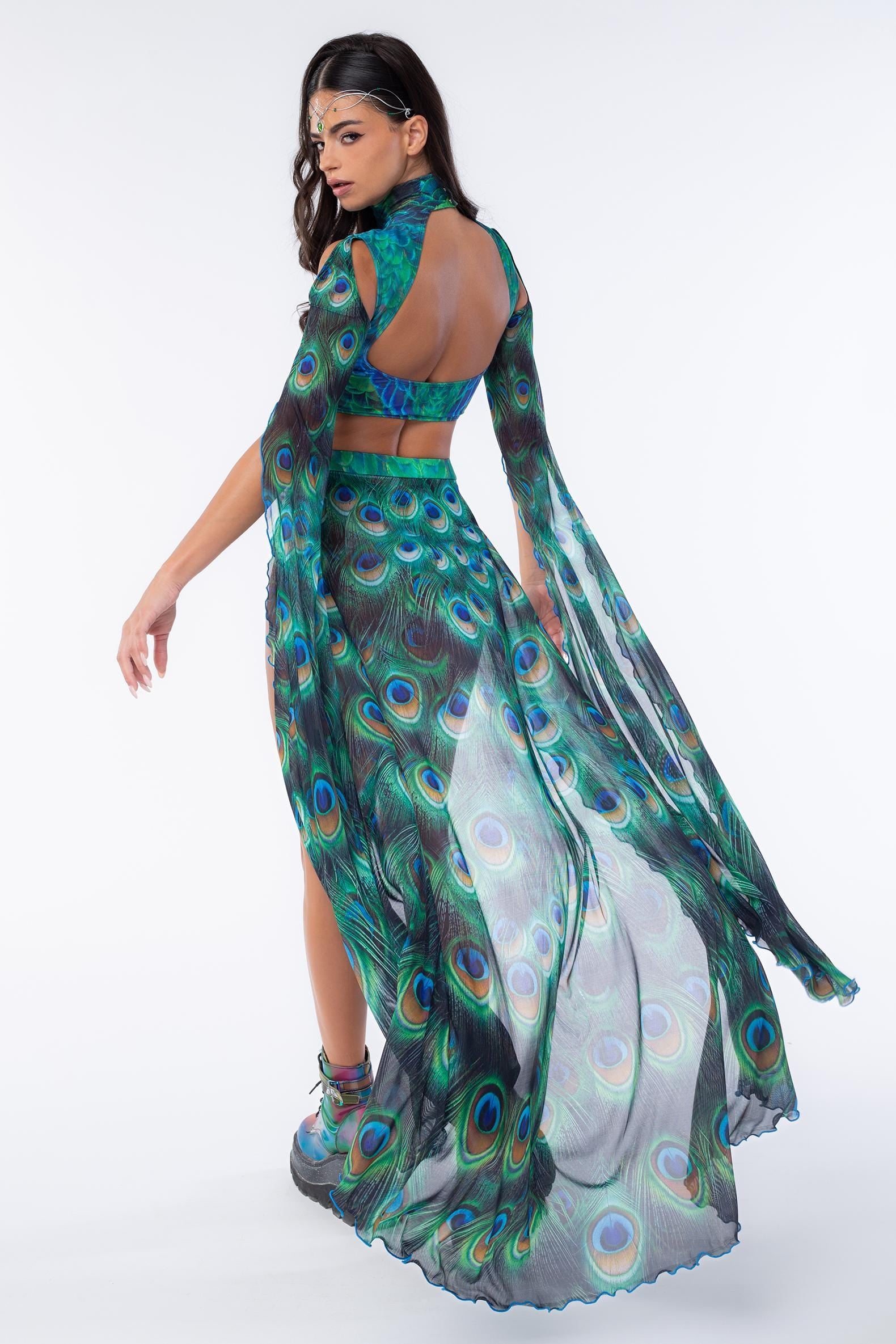 Mystic Peacock Maxi Sleeve Top