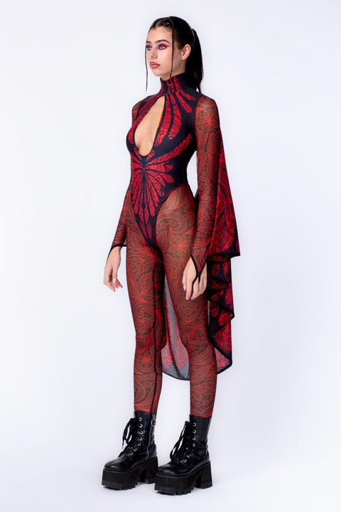 Moth To A Flame Keyhole Winged Catsuit