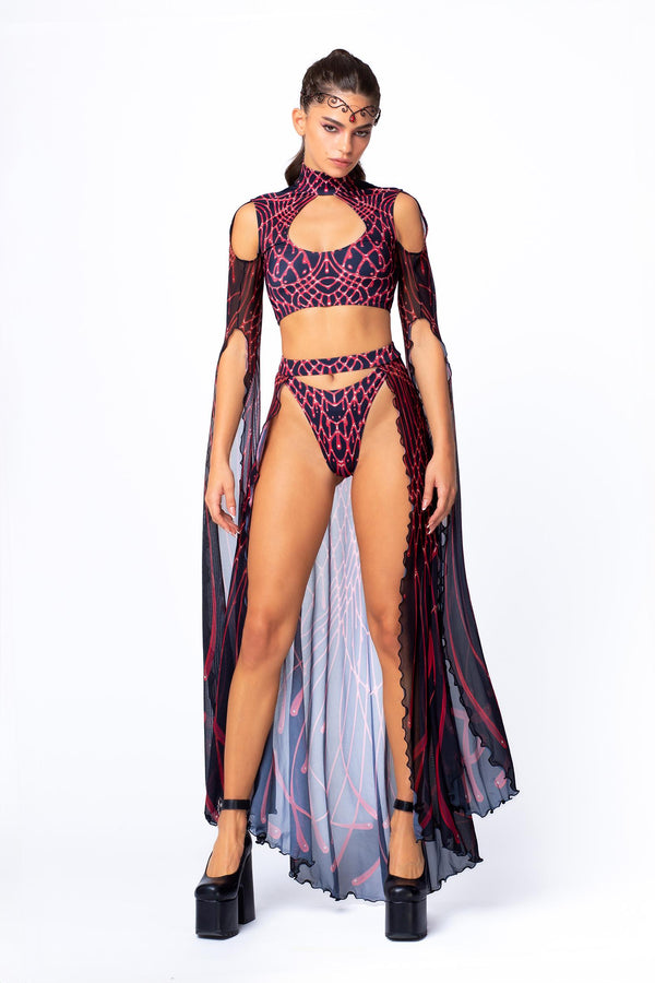 Scarlet Temptation Maxikleid mit langen Ärmeln