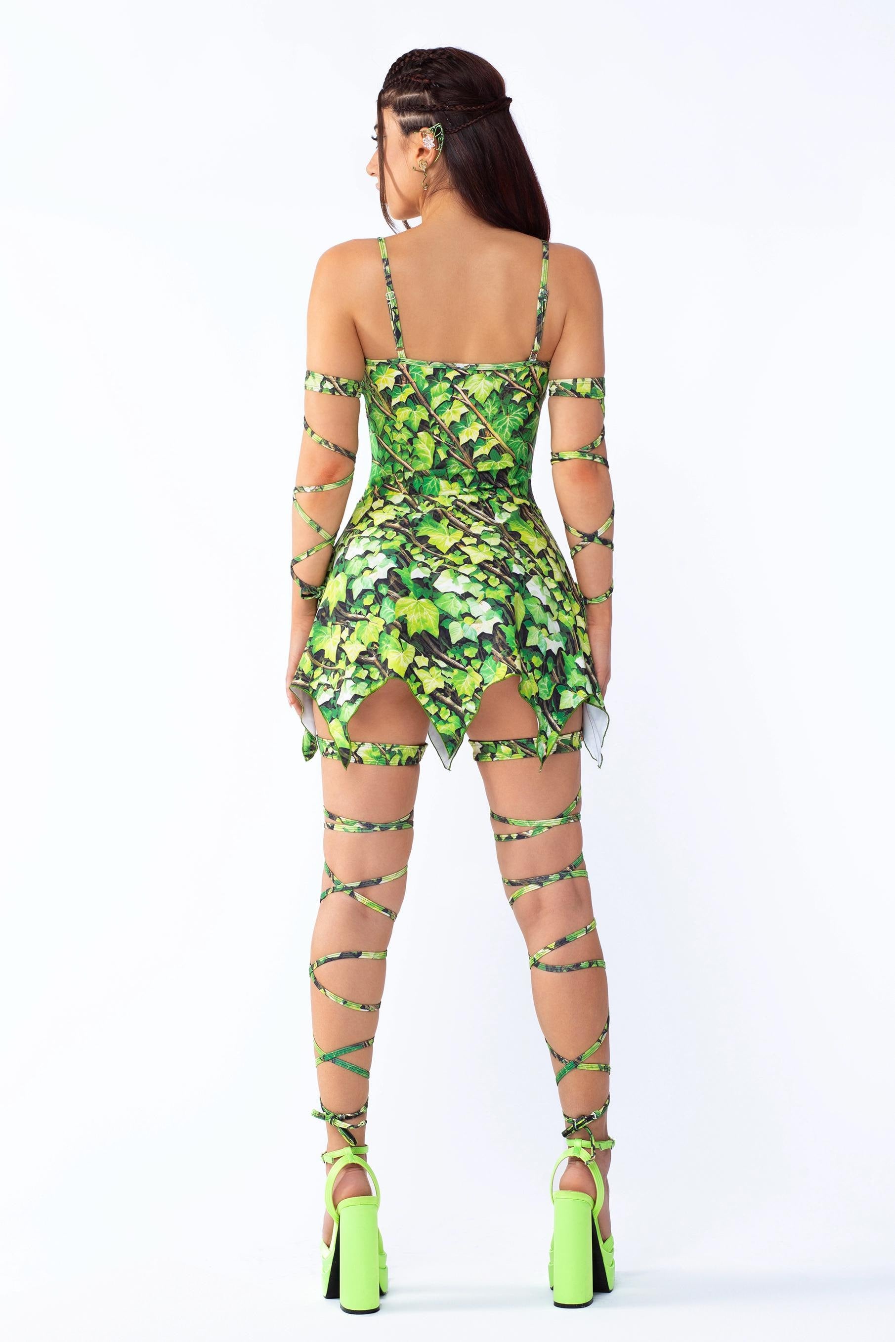 green rave dress FULL OUTFIT- Neon Elf clothes,rave outfits,edc outfits,rave wear THE LUMI SHOP which will help you choose the right size to buy Green Inferno Underboob Bodysuit with