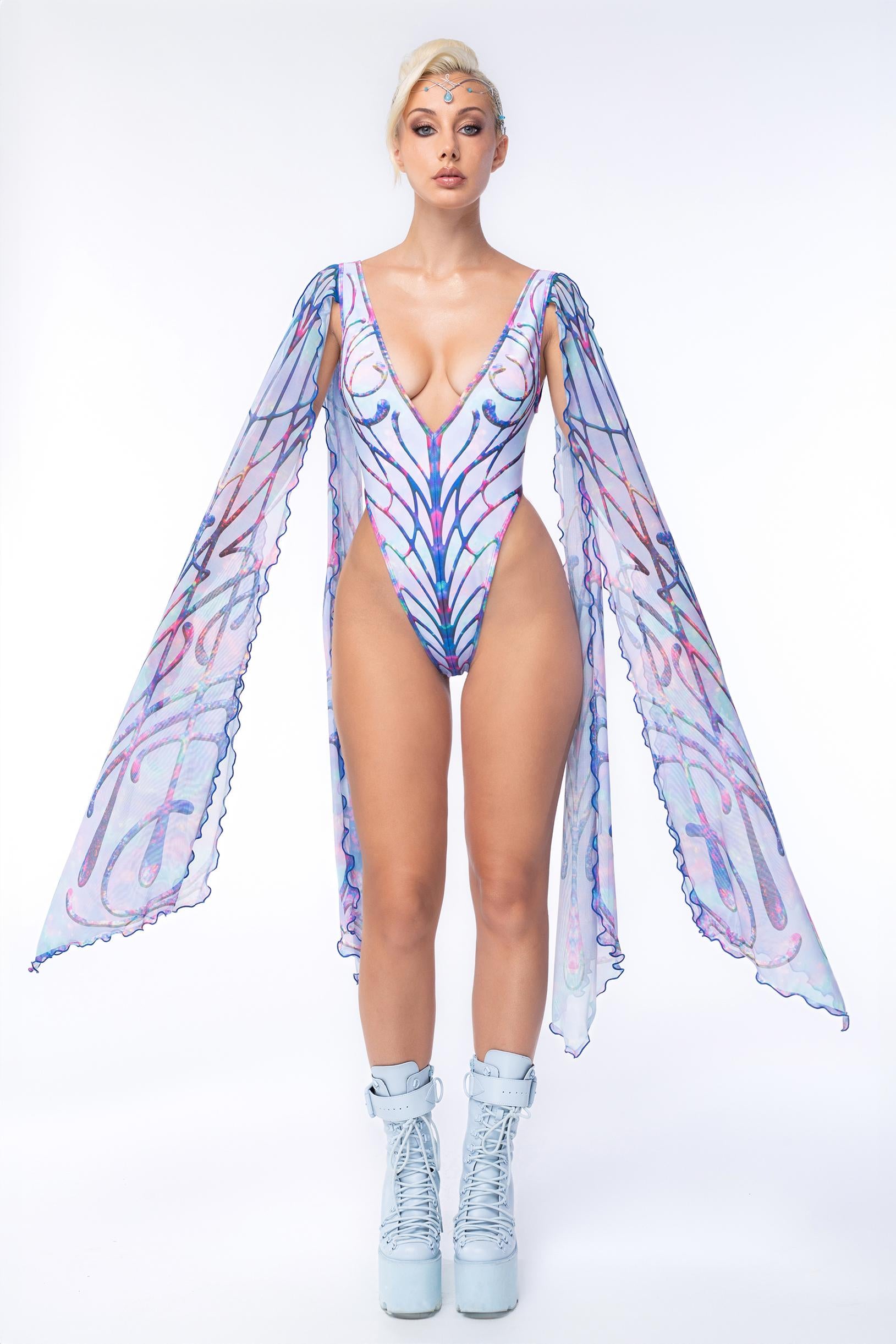 BADINKA Cosmic Dawn Winged Bodysuit Halloween, rave