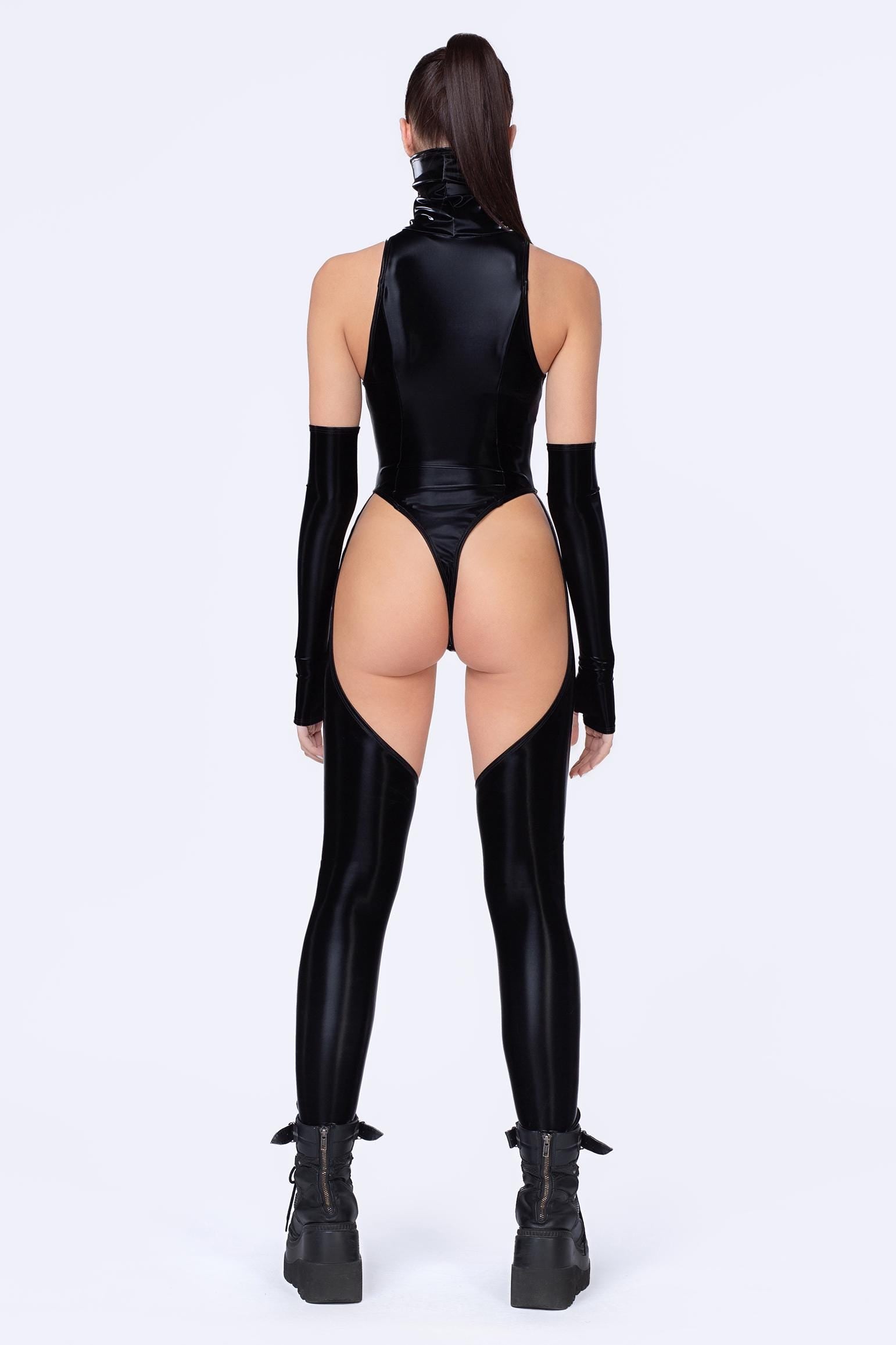 BADINKA Starved For Glamour Embroidery Cut-Out Catsuit Mesh