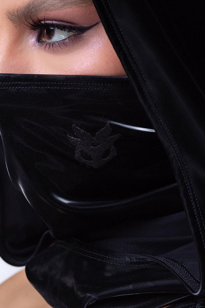 Starved For Glamour Embroidery Rave Hood with Mask - BADINKA