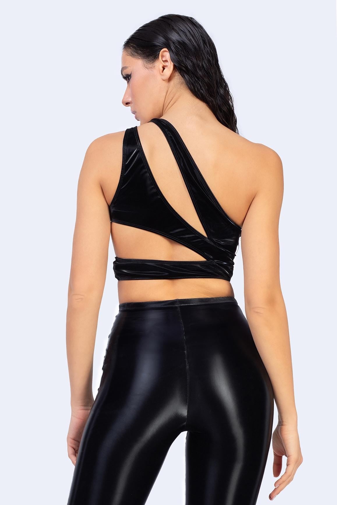 BADINKA Starved For Glamour One Shoulder Top Black