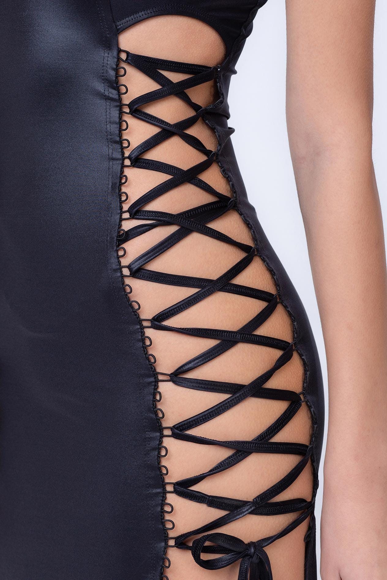 goth, tech Gunpowder Criss-Cross Slit Dress